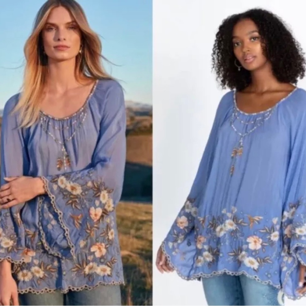 $325 NWT Johnny Was XXS Indina Blouse Top Boho Bohemian Embroider Spring Summer
